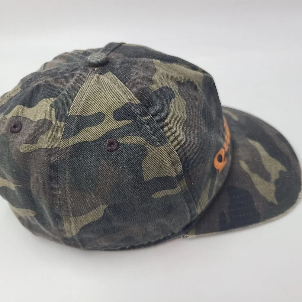 Quiksilver Hat Snapback Camo Green Brown Black Orange Logo Surf Skate Distressed